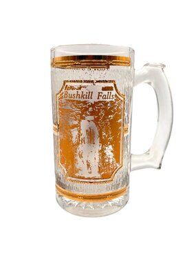 Vintage Culver Bushkill Falls PA Glass Beer Mug With Gold Accent Collectible